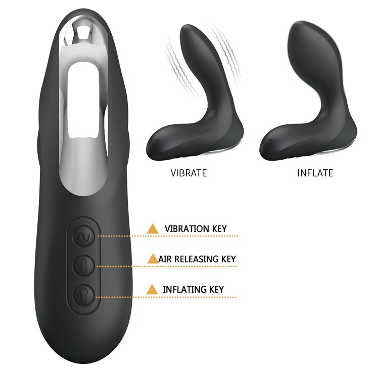 Vibrador anal inflable recargable por USB con 12 funciones de vibración