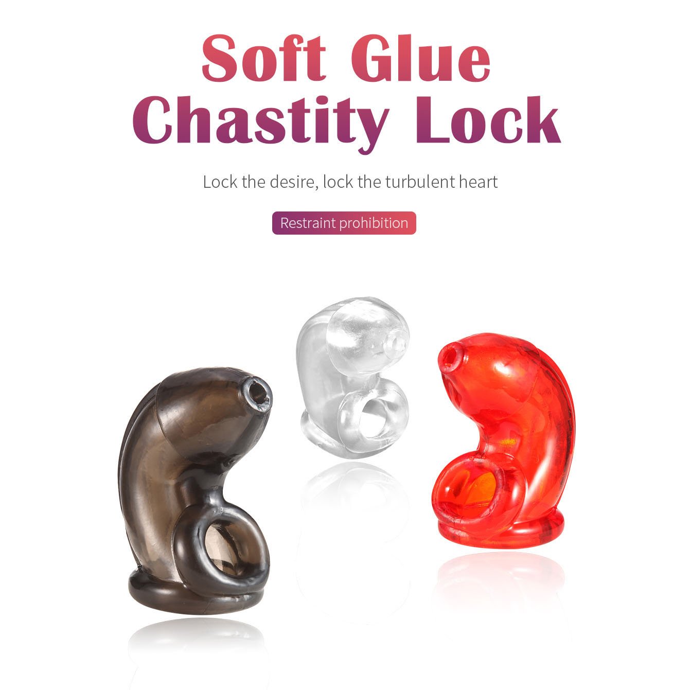 Silicona suave para hombres Cuckold Lockdown Chastity Penis Cage Restraint Device