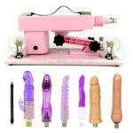 Adjustable Pink Sex Machine with 6 Dildos