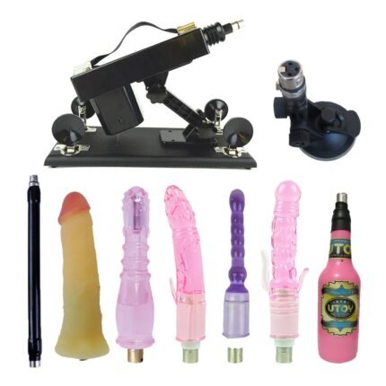 Black Sex Machine with Dildos and Masturbation Cup