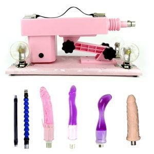 Pink Powerful Sex Machine with 4 Dildo and 2 Tube