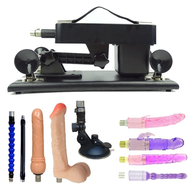 Automatic Masturbation Black Sex Machine with 6 Dildos