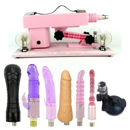 Pink Sex Machine with 5 Dildos and 1 Masturbation Cup