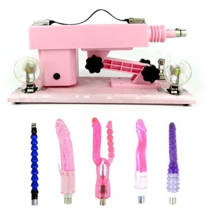 Pink Powerful Sex Machine with 5 Dildo