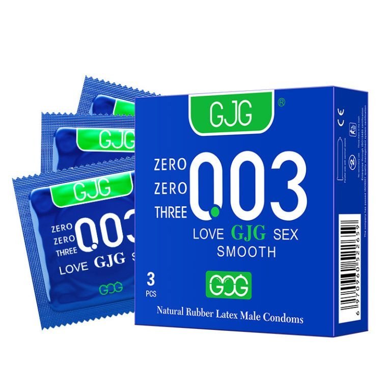 GJG 003 Series Ultra-Thin Zero Distance Natural Latex Rubber Condoms Blue 3PCS