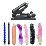 High Quality Black Sex Machine Set with 5 Dildos