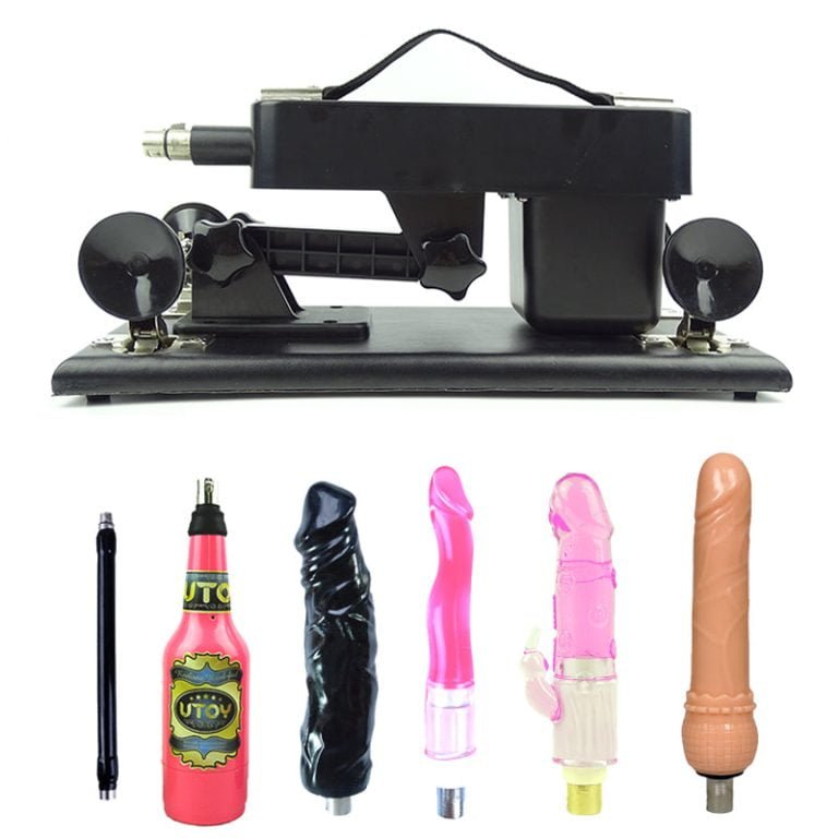 Electric Black Sex Machines with 4 Dildo