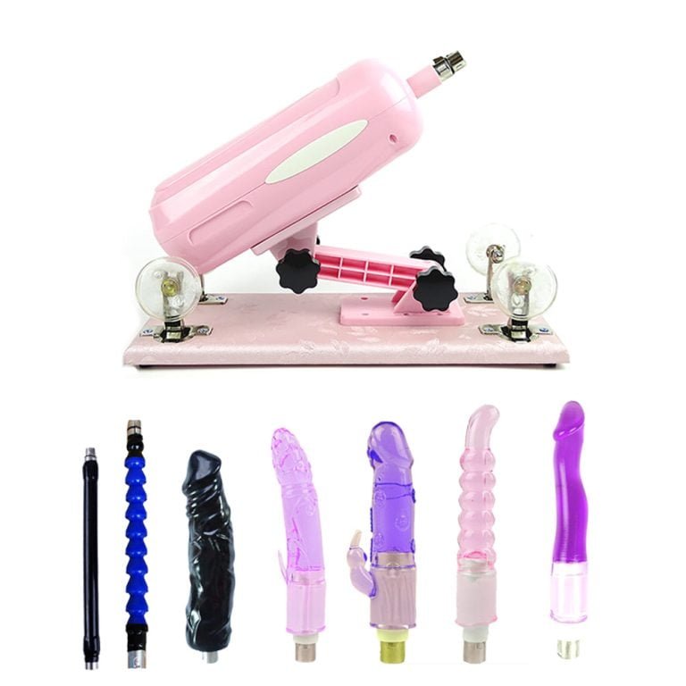 High Quality Pink Sex Machine with 5 Dildo