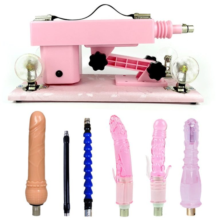 Masturbation Pink Sex Machine with 4 Dildos and 2 Extension Tube