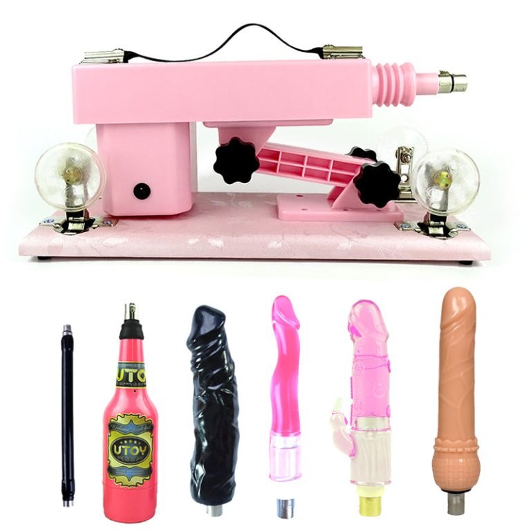 Electric Pink Sex Machines with 4 Dildo