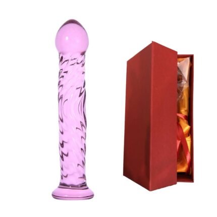 Glass Large Dildo Butt Plug In Purple