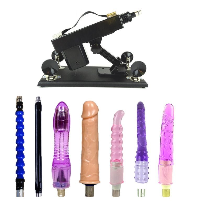 Black Sex Machine with 5 Dildos for Women