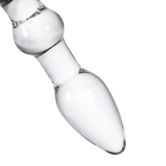 Clear Ribbed Glass Dildo - Image 3