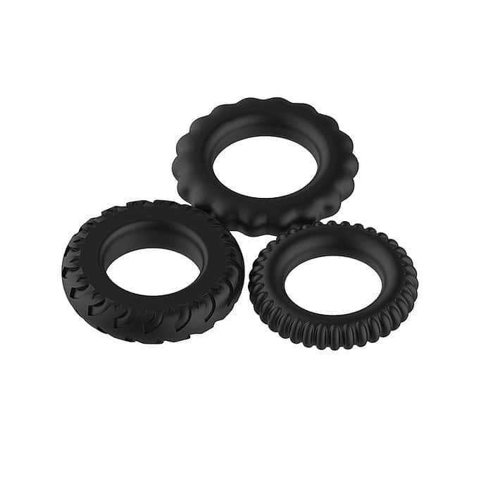 3pcs/Set Silicone Cock Ring In Black - Image 5