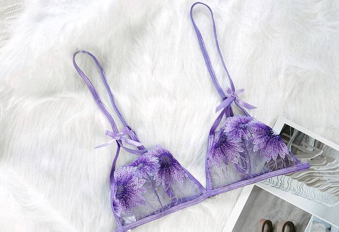 Purple Floral Lace Bra Set - Image 9