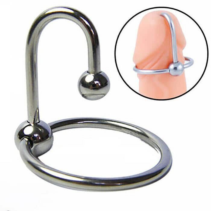 Penis Ring Orgasm Urethra Sex Toy Dual Ball Stainless Steel Cock Penis Head Ring - Image 5