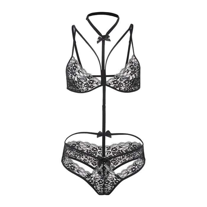 Underwired Lace Triangle Bra &G-String Set - Image 2