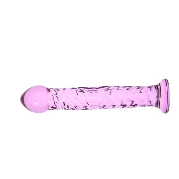 Glass Large Dildo Butt Plug In Purple - Image 3