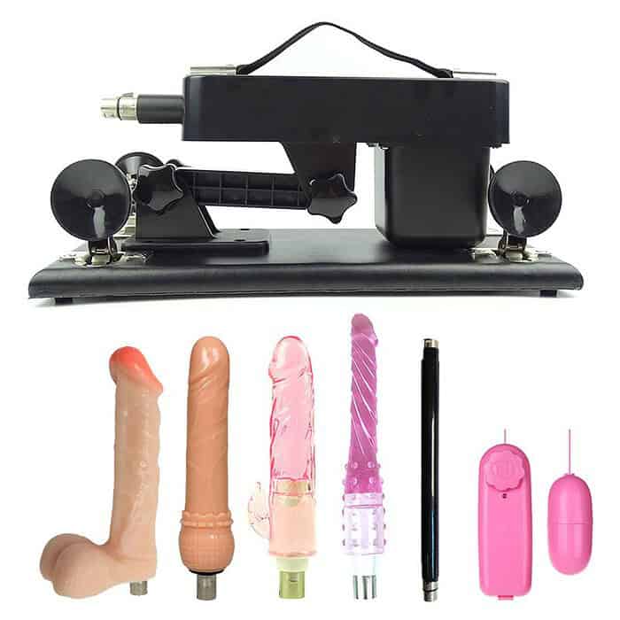 Black Sex Machine with 5 Dildos and Jump Egg - Image 1