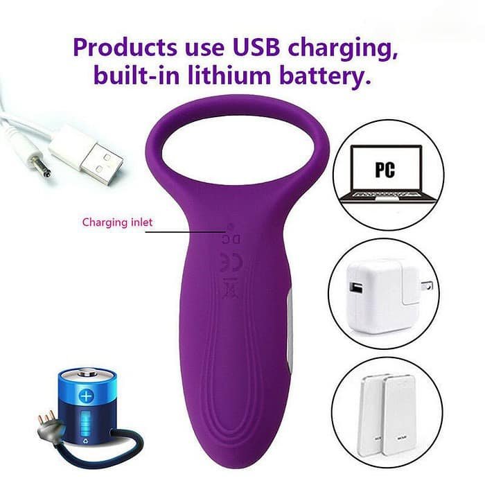 Vibrating Cock Ring USB Rechargeable 7 Speed Penis Ring Vibrator Sex Toy - Image 8