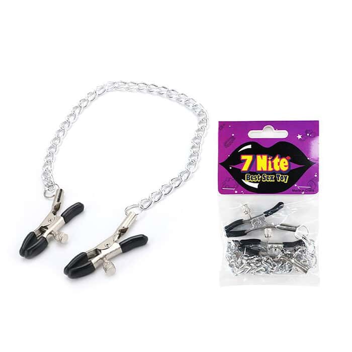 Smooth Slick Nipple Clamps Metal Chain - Image 1