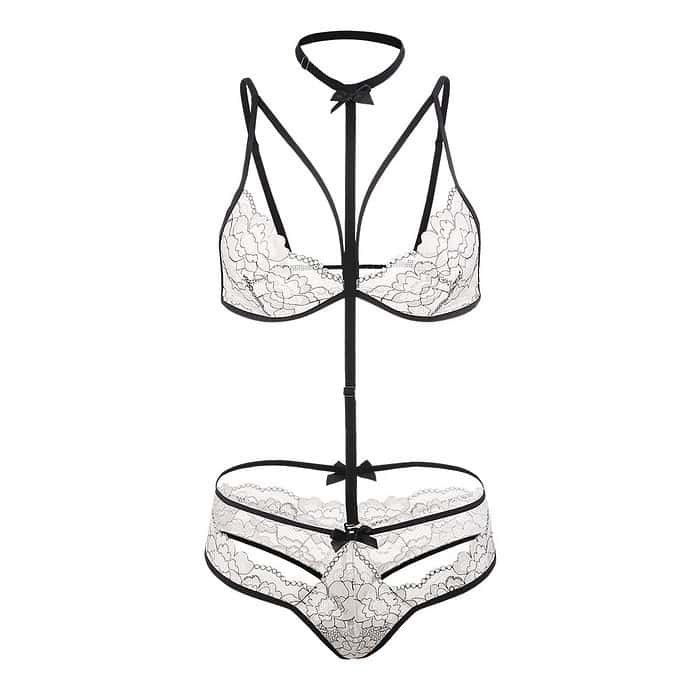 Underwired Lace Triangle Bra &G-String Set - Image 3