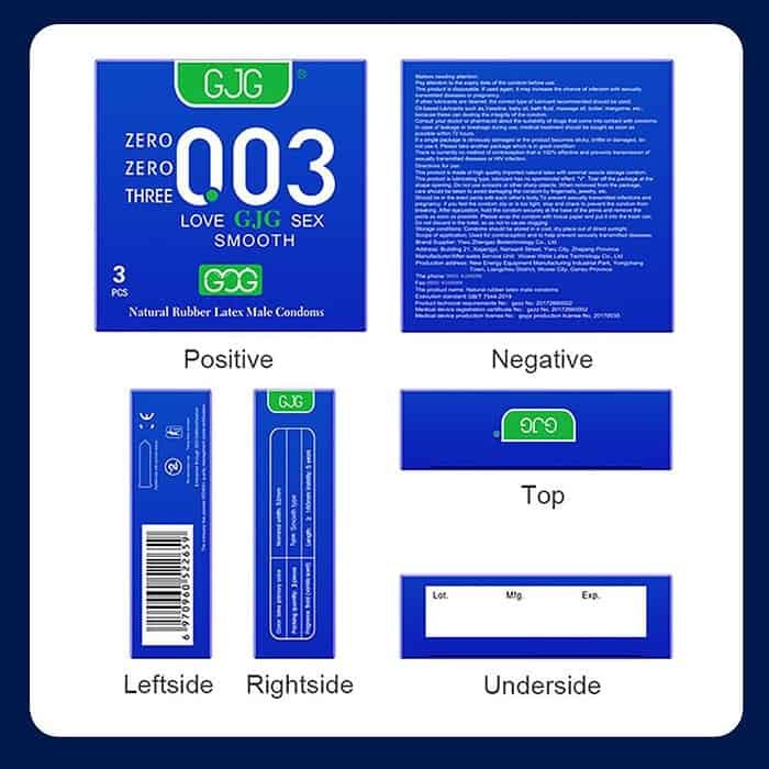 GJG 003 Series Ultra-Thin Zero Distance Natural Latex Rubber Condoms Blue 3PCS - Image 7
