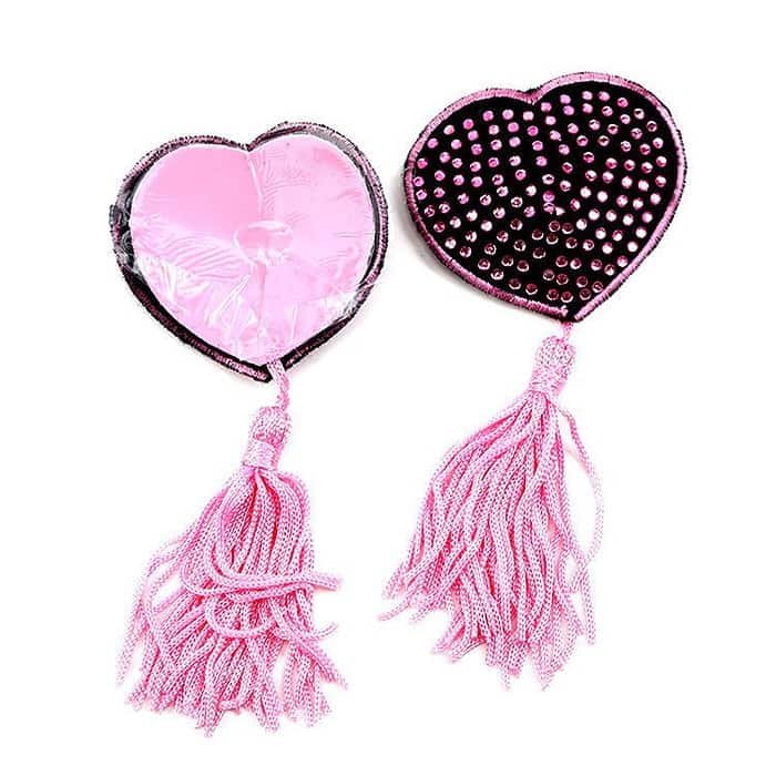 Pair of Heart Nipple Tassels Self Adhesive Breast Covers - Image 6