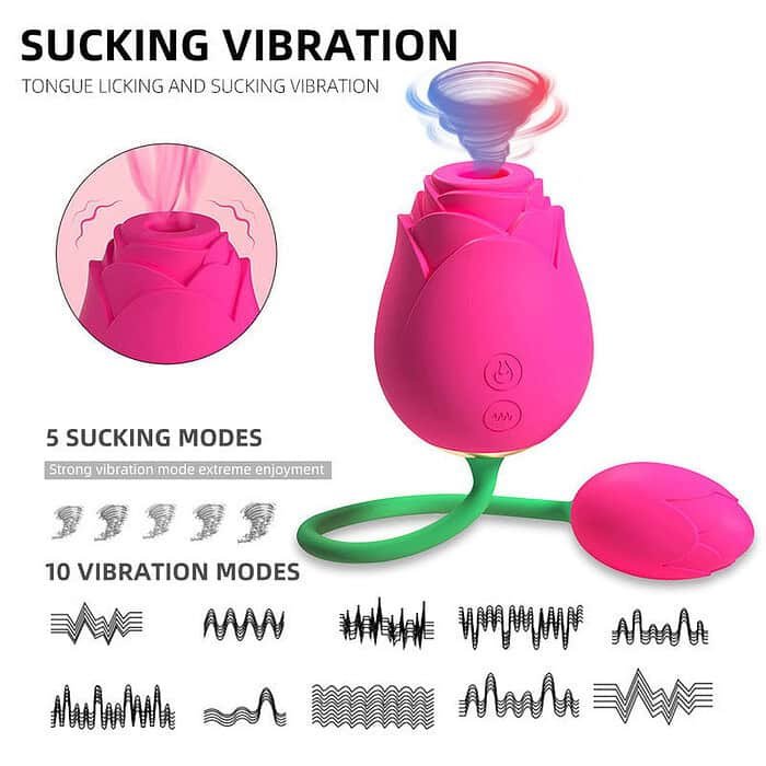 Double Sided Rose Clitoral Sucking Vibrator - Image 3