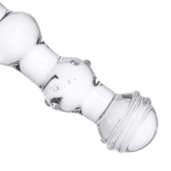 Clear Ribbed Glass Dildo - Image 4