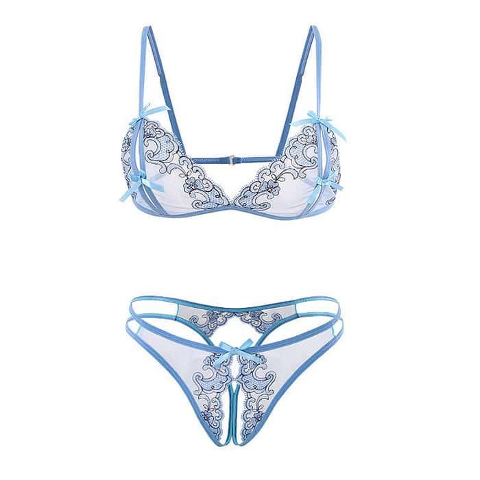 Blue peek-a-boo lace bralette - Image 5