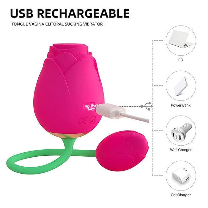 Double Sided Rose Clitoral Sucking Vibrator - Image 6