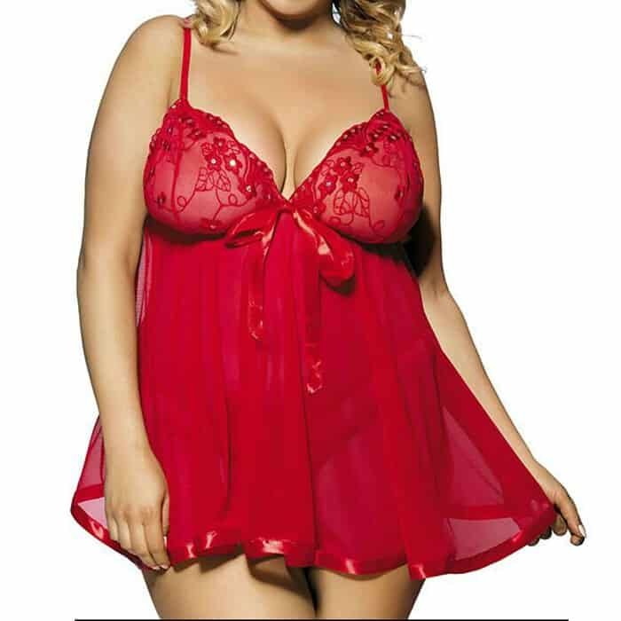Sexy Women's Plus Size Lingerie Lace Dress Nightwear Sleepwear G-string - Image 11