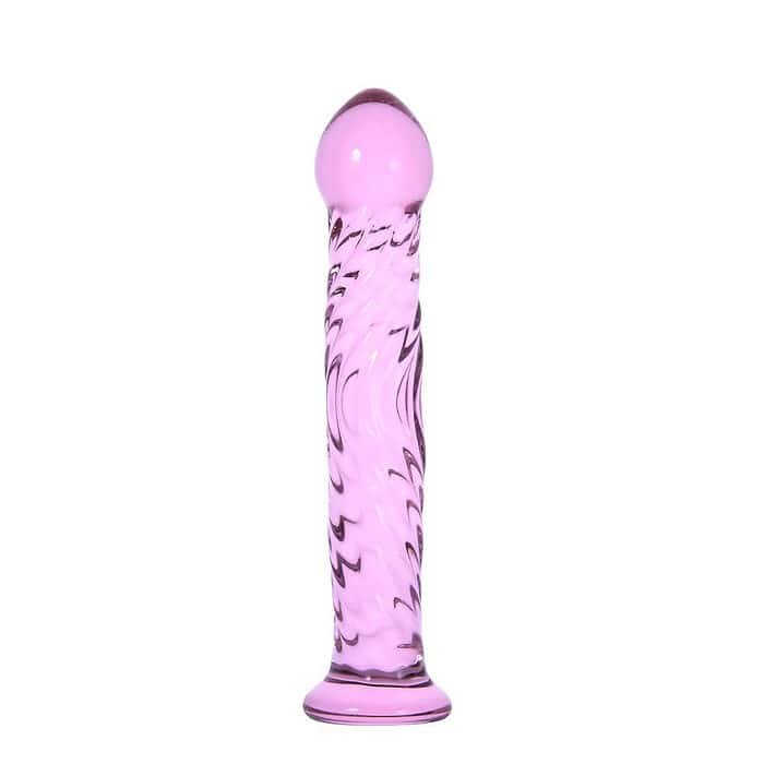 Glass Large Dildo Butt Plug In Purple - Image 2