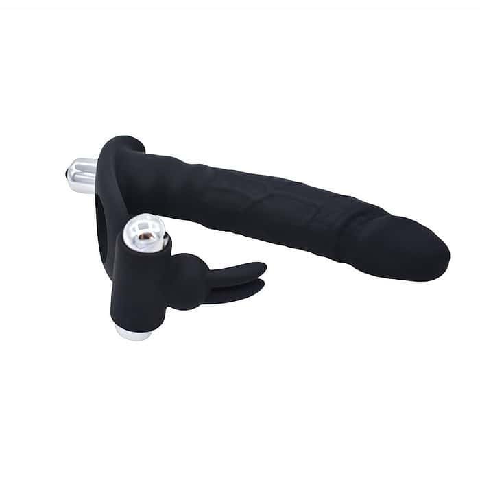 Vibrating Rabbit Cock Ring Double Penetration Dildos - Image 5