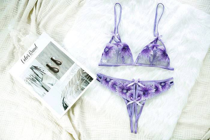 Purple Floral Lace Bra Set - Image 10