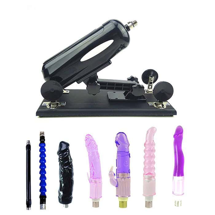 High Quality Black Sex Machine with 5 Dildo - Image 1