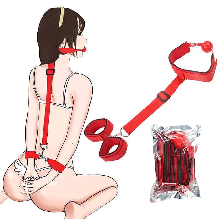 Adult Hand Cuffs Strap Anti-cuff With Mouth Ball Kit - Image 2