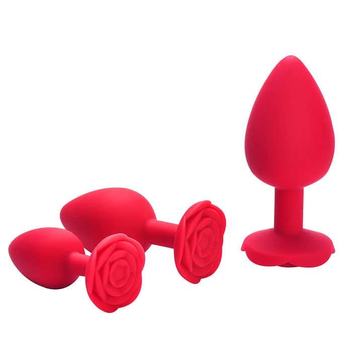 3pcs Rose Silicone Anal Plug Set - Image 2