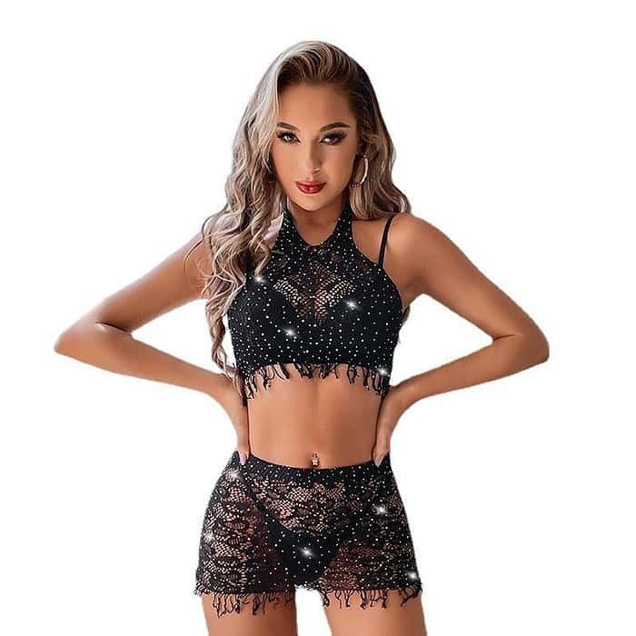 Fringe Free Fishing Net Backpack Hip Skirt - Image 2