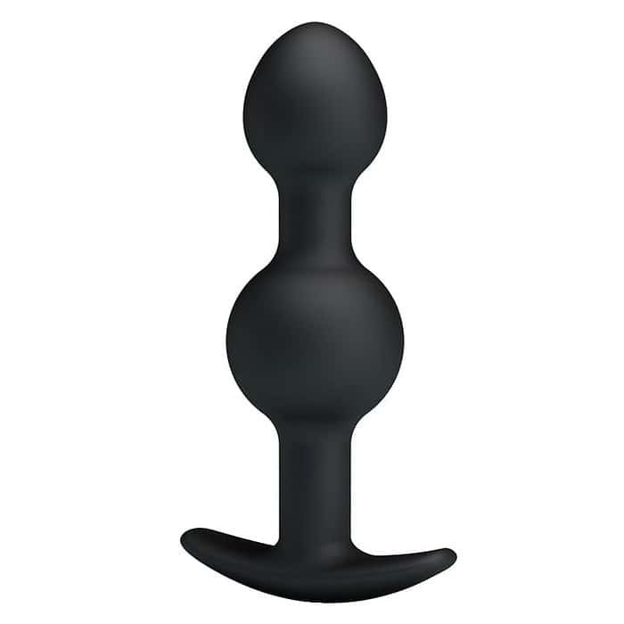 Heavy Balls Silicone Butt Plug In Black - Image 2
