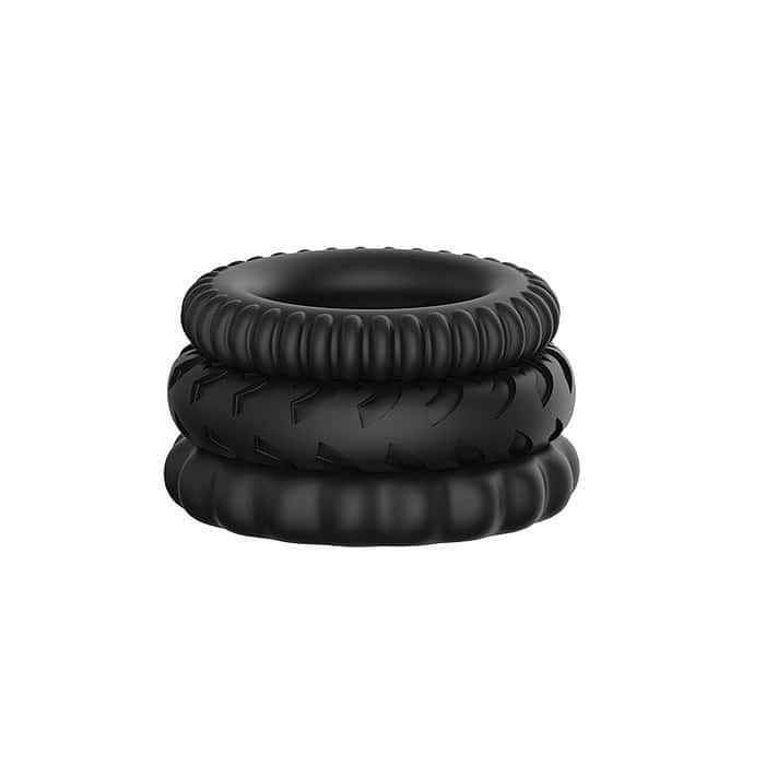 3pcs/Set Silicone Cock Ring In Black - Image 2