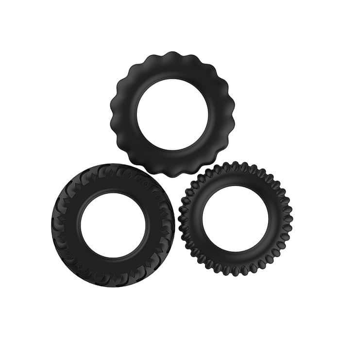 3pcs/Set Silicone Cock Ring In Black - Image 3