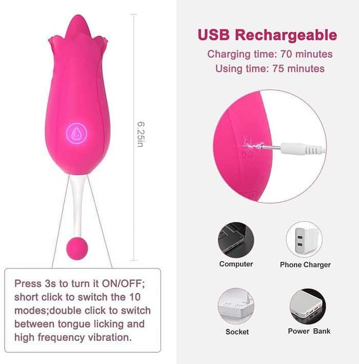 G-Spot Rose Vibrator For Female Tongue Massager - Image 6