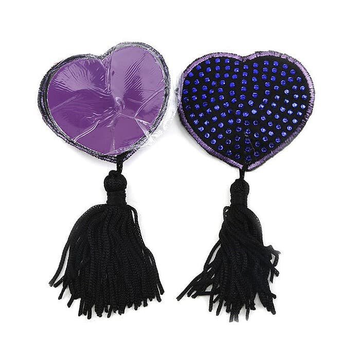 Pair of Heart Nipple Tassels Self Adhesive Breast Covers - Image 4