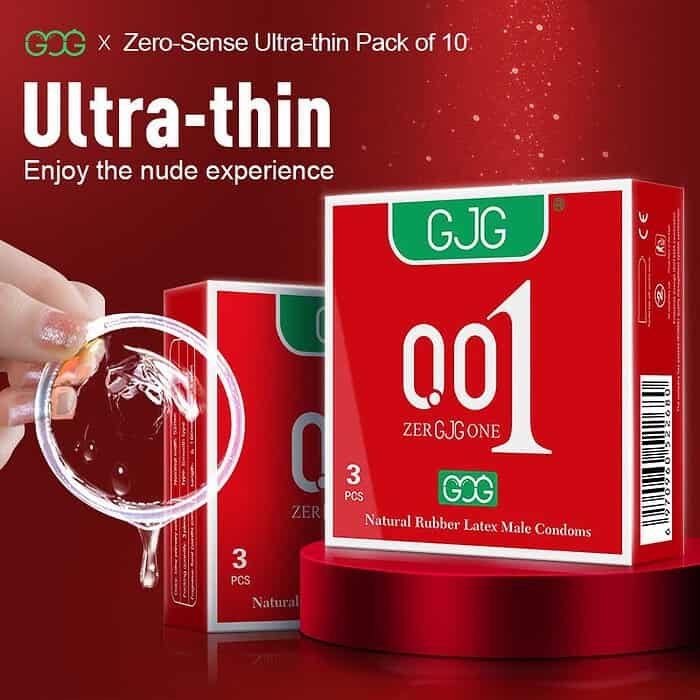 b88126e57aeb8d82 GJG 001 Series Ultra-Thin Zero Distance Natural Latex Rubber Condoms 3PCS - Image 2