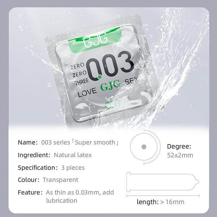 GJG 003 Series Ultra-Thin Zero Distance Natural Latex Rubber Condoms Silver 3PCS - Image 7