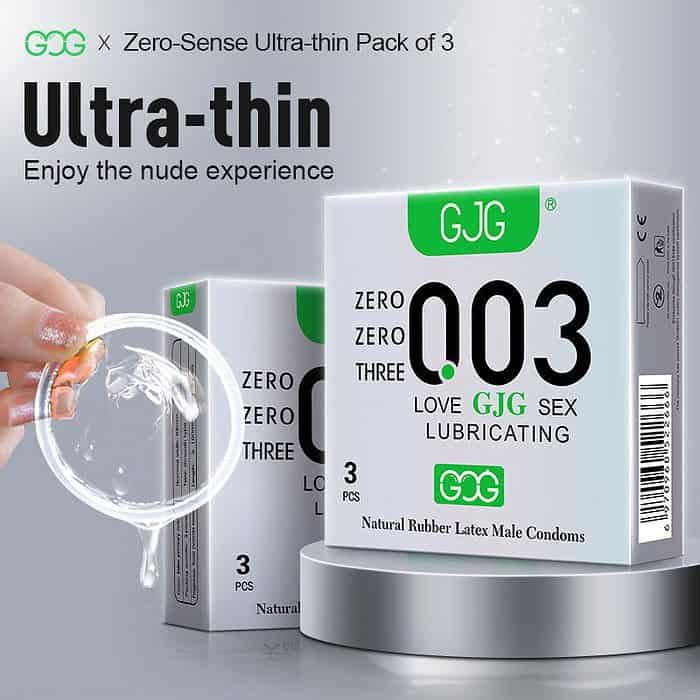GJG 003 Series Ultra-Thin Zero Distance Natural Latex Rubber Condoms Silver 3PCS - Image 2