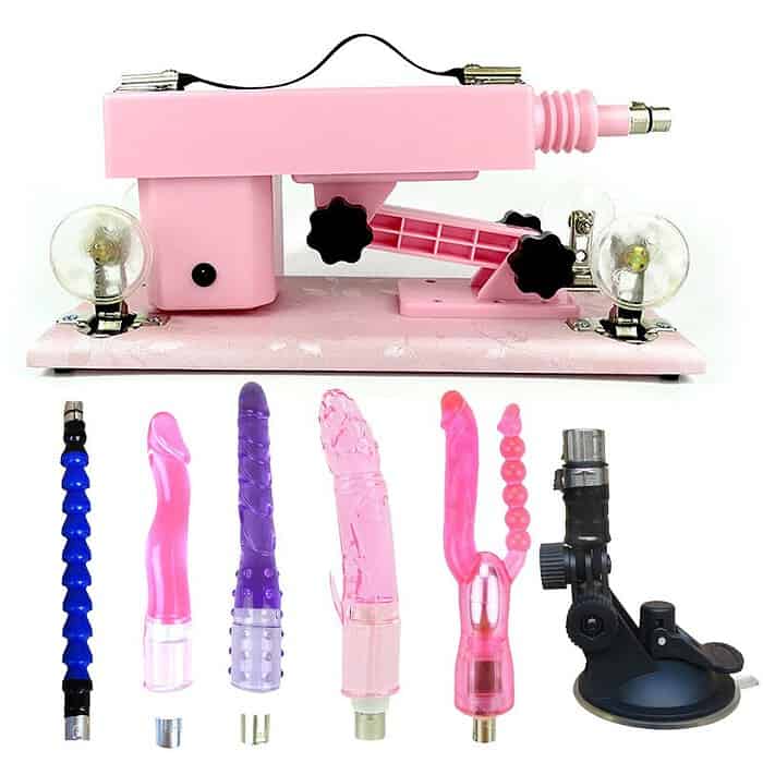Electric Pink Sex Machines with 5 Attachment - Image 1