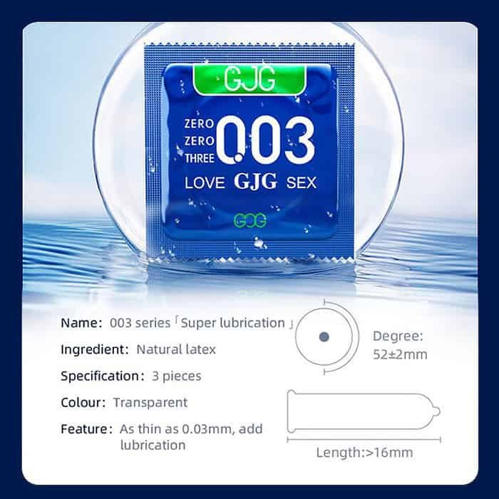 GJG 003 Series Ultra-Thin Zero Distance Natural Latex Rubber Condoms Blue 3PCS - Image 8
